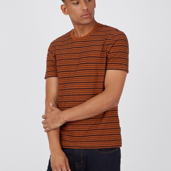 Ben Sherman Other - Ben Sherman Rust Striped Tee men’s size Large 100% cotton Orange crewneck shirt